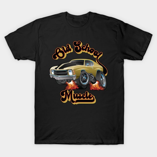 Retro Old School Muscle Car Cartoon Graphic T-Shirt by hobrath